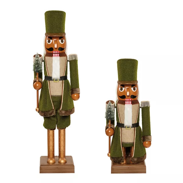 5 Ft 3 In Collapsible Animated Green Bouclé Nutcracker - US 9645