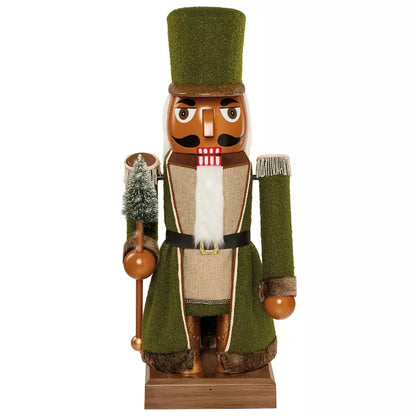 5 Ft 3 In Collapsible Animated Green Bouclé Nutcracker - US 9645