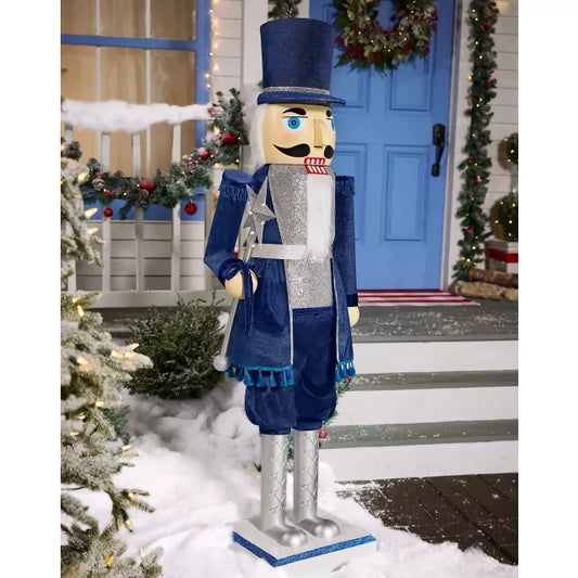 5 Ft 2 In Collapsible Animated Navy Blue Nutcracker - US 5598