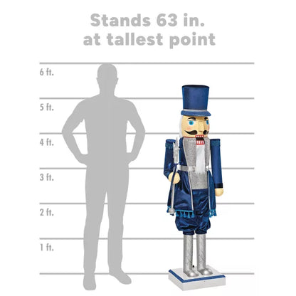 5 Ft 2 In Collapsible Animated Navy Blue Nutcracker - US 5598