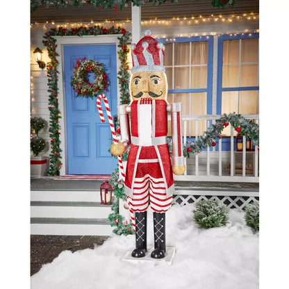 7 Ft Candy Cane Bling Bluetooth Compatible Nutcracker Animatronic - US 0762