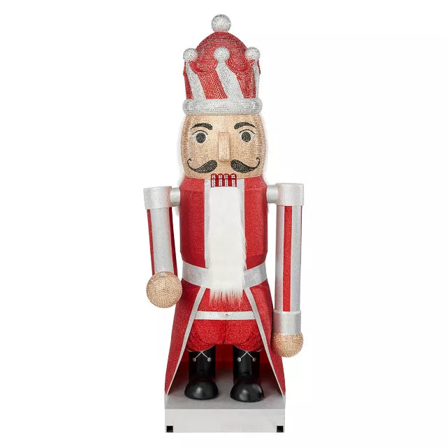 7 Ft Candy Cane Bling Bluetooth Compatible Nutcracker Animatronic - US 0762