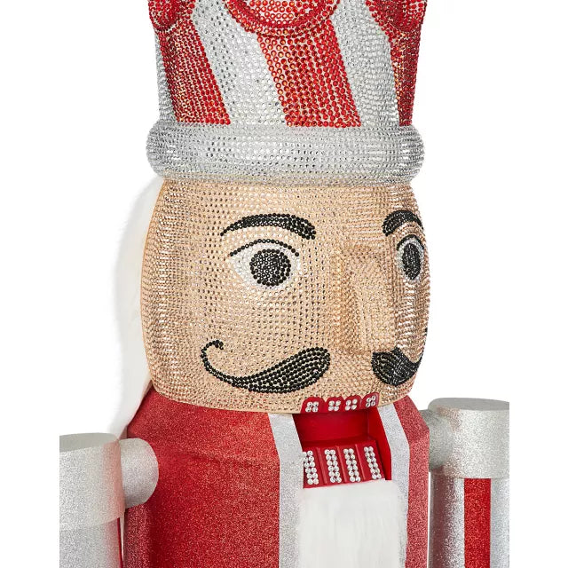 7 Ft Candy Cane Bling Bluetooth Compatible Nutcracker Animatronic - US 0762