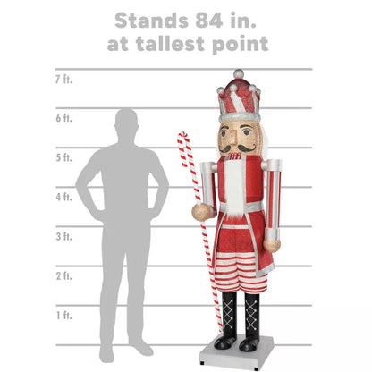 7 Ft Candy Cane Bling Bluetooth Compatible Nutcracker Animatronic - US 0762
