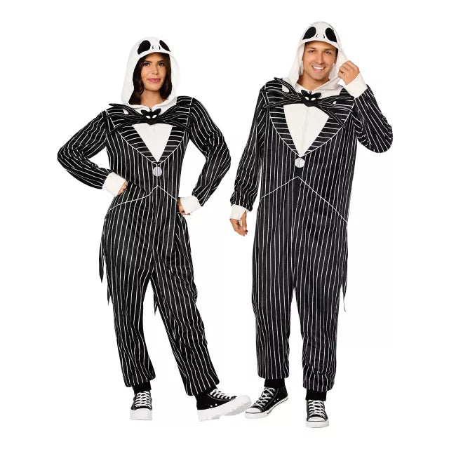 Adult Jack Skellington Hooded Plush Jumpsuit Costume - The Nightmare Before Christmas - US 4412