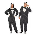 Adult Jack Skellington Hooded Plush Jumpsuit Costume - The Nightmare Before Christmas - US 4412