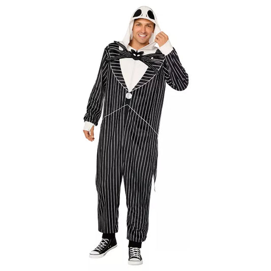Adult Jack Skellington Hooded Plush Jumpsuit Costume - The Nightmare Before Christmas - US 4412