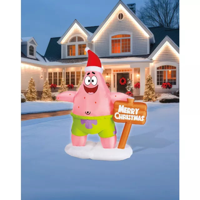 6 Ft Light-Up Patrick Star Christmas Inflatable Decoration - SpongeBob SquarePants - US 7342