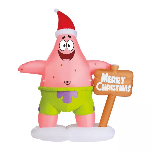 6 Ft Light-Up Patrick Star Christmas Inflatable Decoration - SpongeBob SquarePants - US 7342