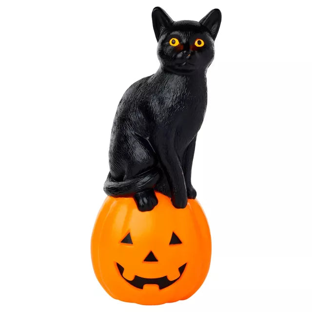 24" Light-Up Blow Mold Pumpkin Cat - US 9538