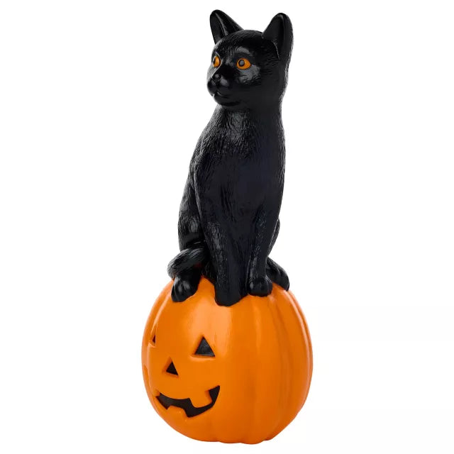 24" Light-Up Blow Mold Pumpkin Cat - US 9538
