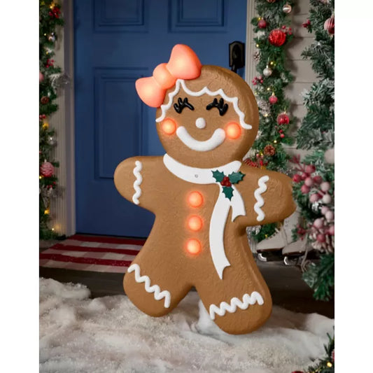 3 Ft Light-Up Gingerbread Girl Animatronic - US 8065