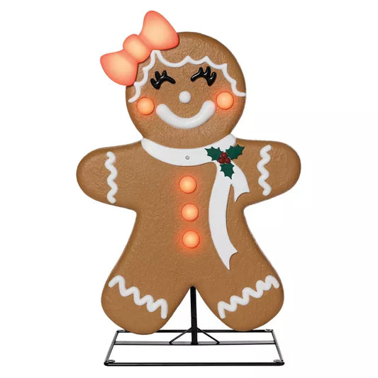 3 Ft Light-Up Gingerbread Girl Animatronic - US 8065