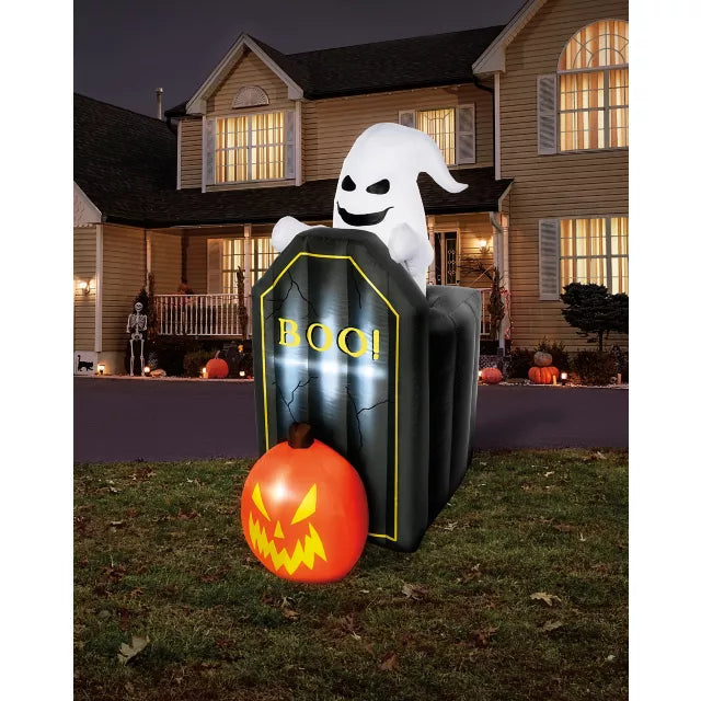4 Ft 2 In Light-Up Animated Tombstone Ghost Inflatable Decoration - US 1781