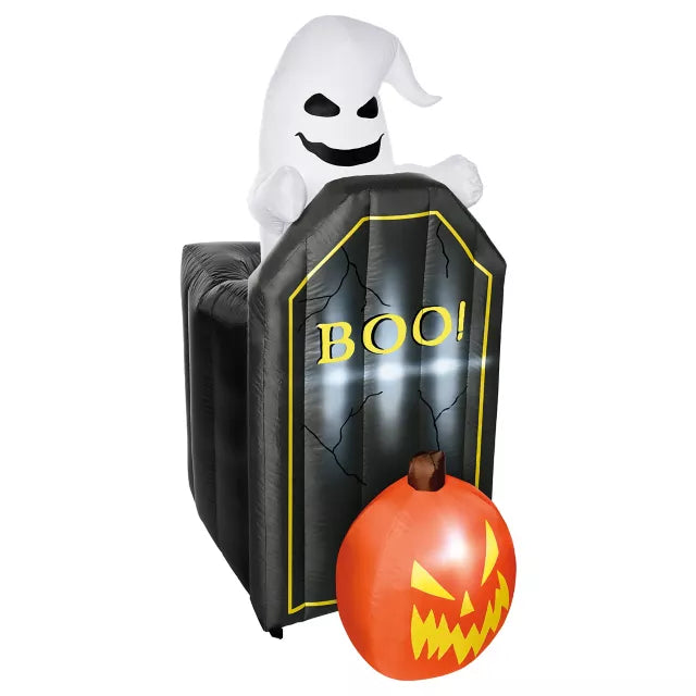4 Ft 2 In Light-Up Animated Tombstone Ghost Inflatable Decoration - US 1781