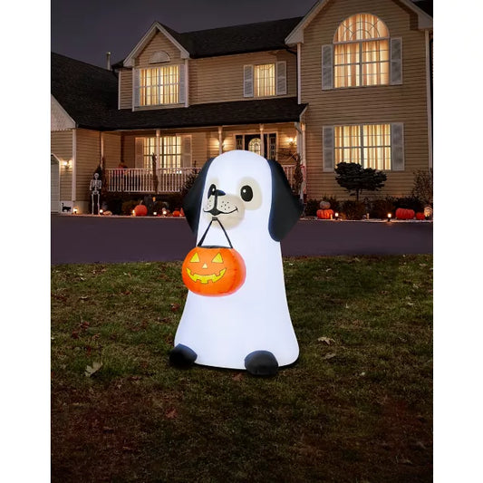 3 Ft 6 In Light-Up Ghost Dog Inflatable Decoration - US 8974