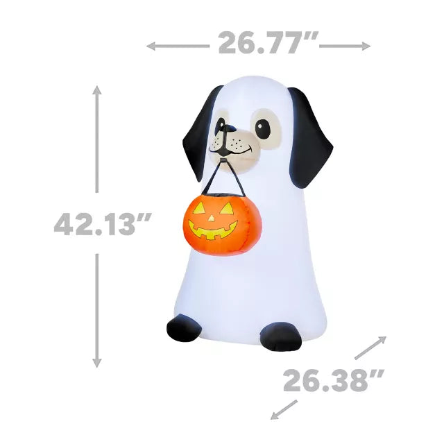 3 Ft 6 In Light-Up Ghost Dog Inflatable Decoration - US 8974