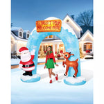 9 Ft 5 In Light-Up Rudolph and Santa Archway Inflatable Decoration - Rudolph the Red-Nosed Reindeer - US 1673