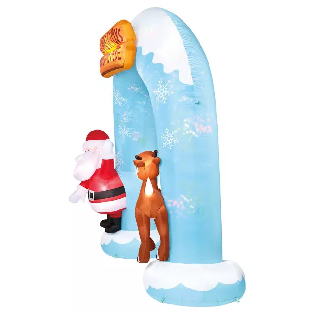 9 Ft 5 In Light-Up Rudolph and Santa Archway Inflatable Decoration - Rudolph the Red-Nosed Reindeer - US 1673