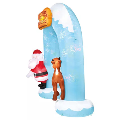 9 Ft 5 In Light-Up Rudolph and Santa Archway Inflatable Decoration - Rudolph the Red-Nosed Reindeer - US 1673