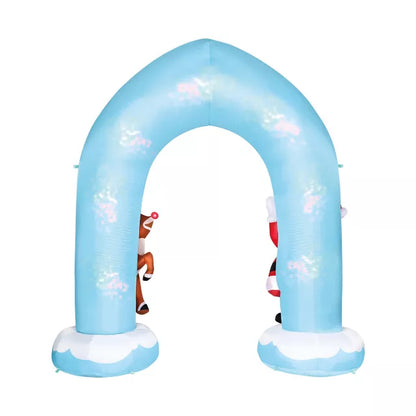 9 Ft 5 In Light-Up Rudolph and Santa Archway Inflatable Decoration - Rudolph the Red-Nosed Reindeer - US 1673