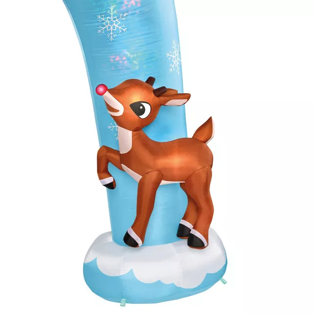 9 Ft 5 In Light-Up Rudolph and Santa Archway Inflatable Decoration - Rudolph the Red-Nosed Reindeer - US 1673