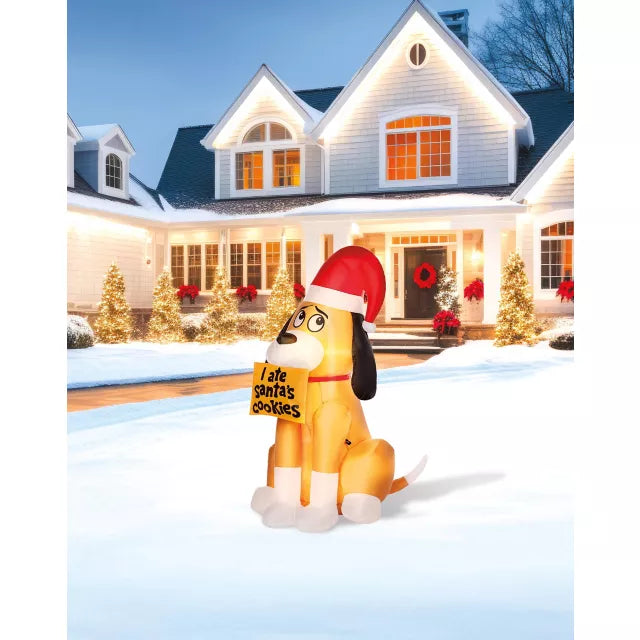 4 Ft Light-Up Santa's Dog Inflatable Decoration - US 4549