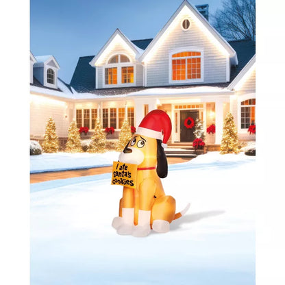 4 Ft Light-Up Santa's Dog Inflatable Decoration - US 4549
