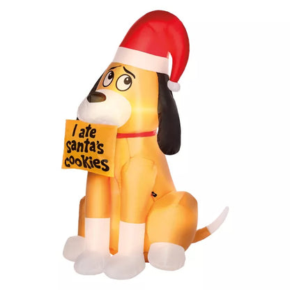 4 Ft Light-Up Santa's Dog Inflatable Decoration - US 4549