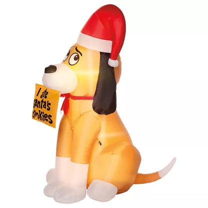 4 Ft Light-Up Santa's Dog Inflatable Decoration - US 4549