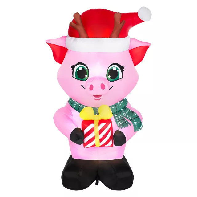 3 Ft Light-Up Pig with Presents Inflatable Decoration - US 8378