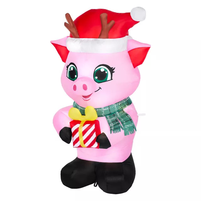3 Ft Light-Up Pig with Presents Inflatable Decoration - US 8378