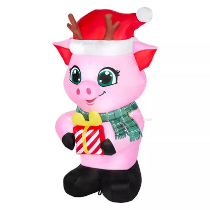 3 Ft Light-Up Pig with Presents Inflatable Decoration - US 8378