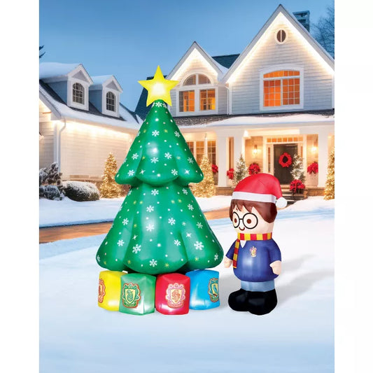 8 Ft Light-Up Tree and Harry Potter Inflatable Decoration - US 5637