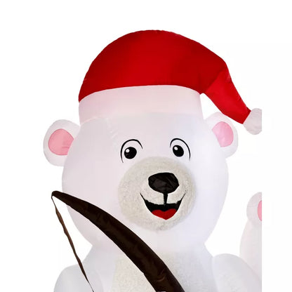 5 Ft Light-Up Fishing Polar Bears Inflatable Decoration - US 7777