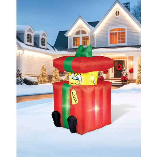 4 Ft Rising SpongeBob SquarePants Present Inflatable Decoration - US 0541