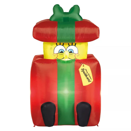 4 Ft Rising SpongeBob SquarePants Present Inflatable Decoration - US 0541