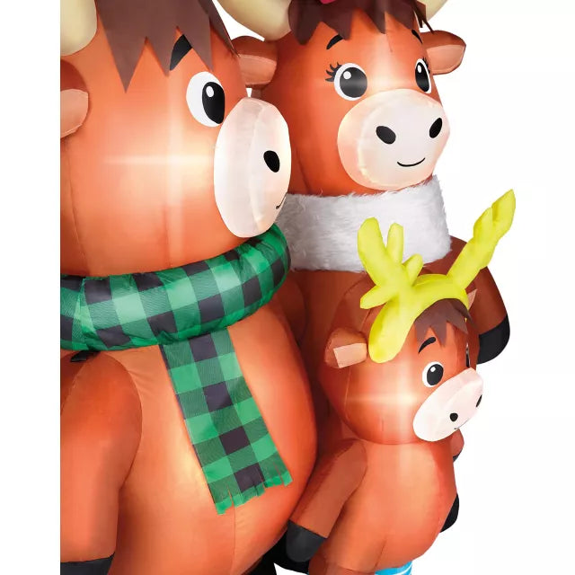 4 Ft Light-Up Highland Cow Family Inflatable Decoration - US 1455