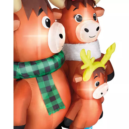 4 Ft Light-Up Highland Cow Family Inflatable Decoration - US 1455
