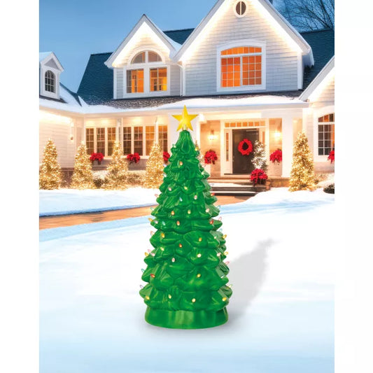 3 Ft 10 In Light-Up Blow Mold Green Christmas Tree - US 0578