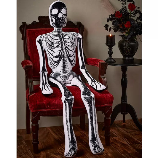 5 Ft White and Black Large Skeleton Plush - US 6893