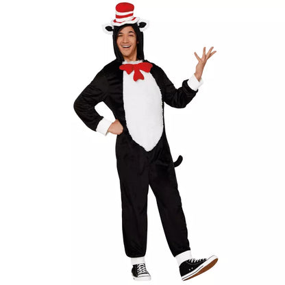 Adult Cat in the Hat Jumpsuit Plus Size Costume - US 0208