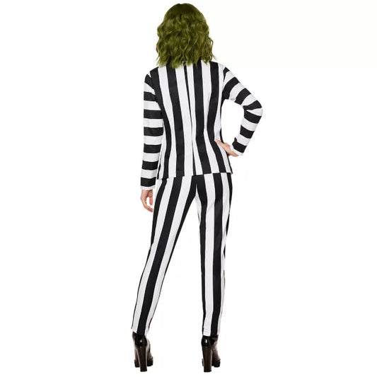 Adult Pinstripe Beetlejuice Plus Size Suit Costume - US 0002