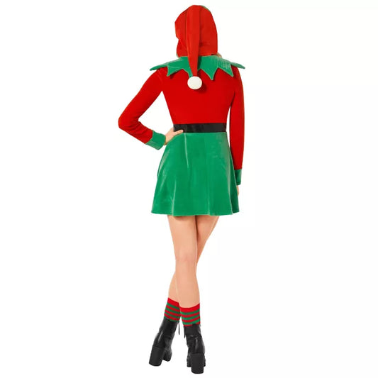 Adult Hooded Elf Dress Costume - US 6742