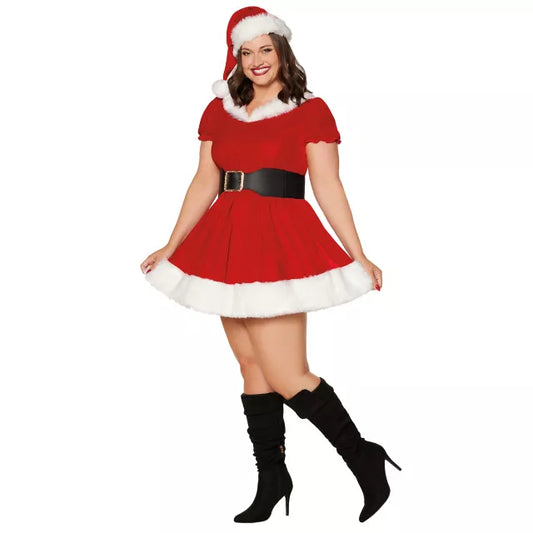 Adult Plus Size Sassy Mrs. Claus Costume - US 6982