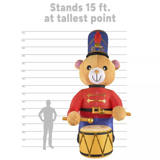 15 Ft Light-Up Drummer Bear Inflatable Decoration - US 4999